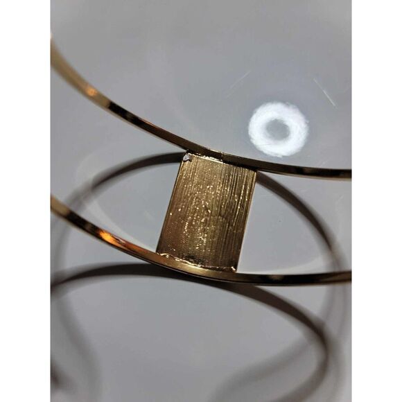 Gold Tone Rhinestone‎ Cuff Bracelet Dress Bling Rectangle Statement - Picture 4 of 10